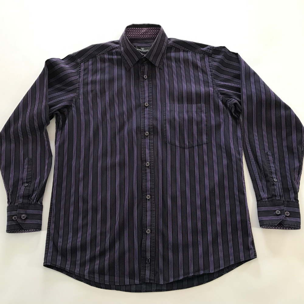 Bugatchi Uomo Long Sleeve Striped Shirt - Size: M